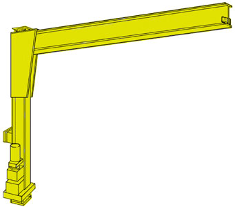 Полноповоротный колонный консольный кран с креплением к полу и потолку и электрическим приводом